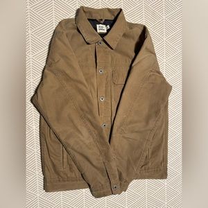 Flint and Tinder Flannel-lined Waxed Trucker Jacket in Field Tan